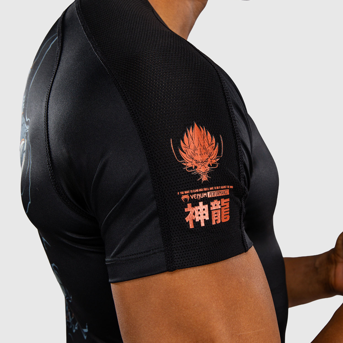 Venum Thunder Dragon Kort&aelig;rmet Rashguard Sort Gr&aring; Kobber