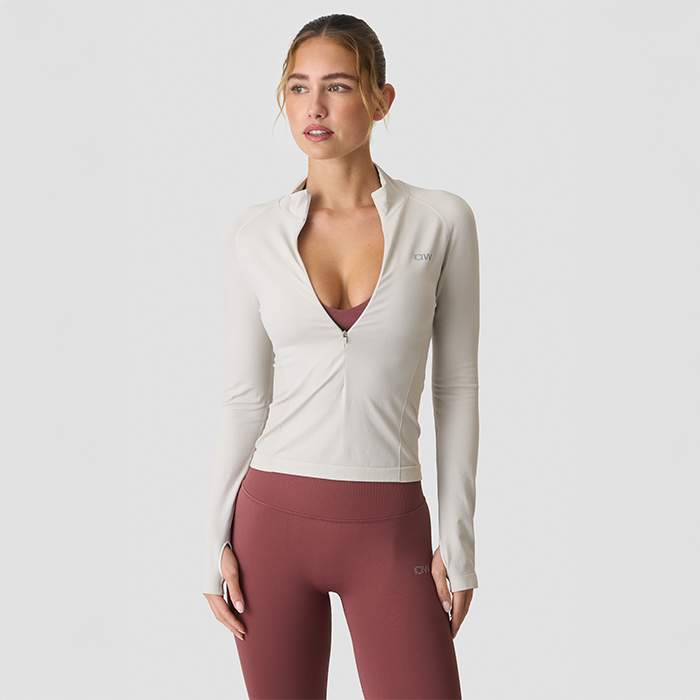 Define Halv-Zip Tr&oslash;je Beige