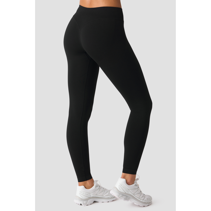 Smooth Seamless Tights Mellemh&oslash;j Talje V form Sort