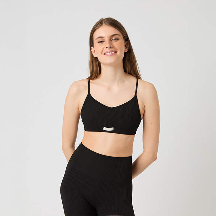 Seamless Ribbed Stropl&oslash;s BH Sort