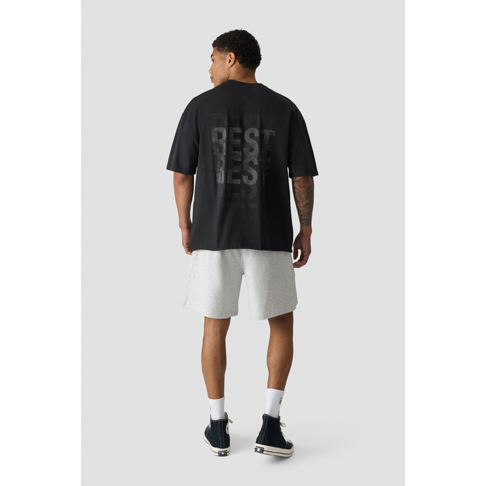 Grit T-Shirt Print, Stonewashed black