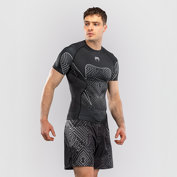 Venum Midnight Fury Kort&aelig;rmet Rashguard Sort Gr&aring; S&oslash;lv
