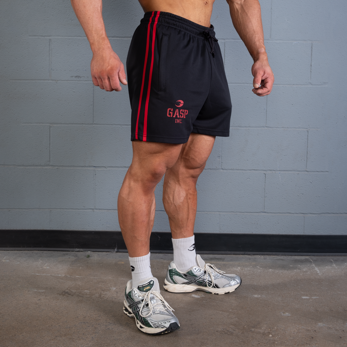 2 Stripe St. Mesh Shorts, Black/Red
