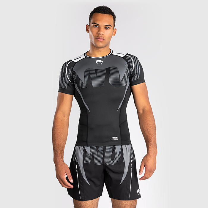 Venum Adrenaline Rashguard Kort&aelig;rmet Sort Gr&aring;